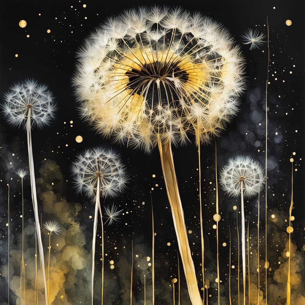 Dazzling Golden Dandelion Bloom in Hazy Light
