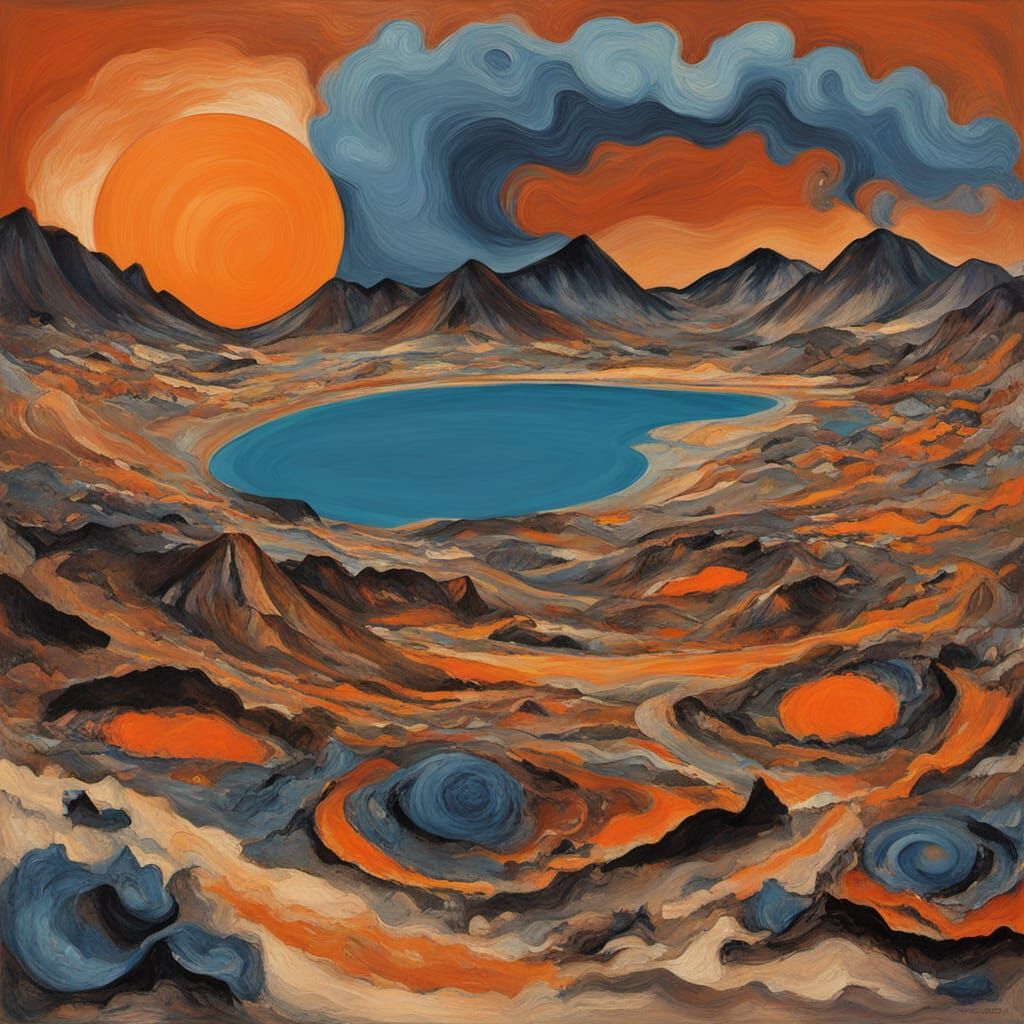 Abstract Surrealist Painting of Expansive Bauhaus Fauvism