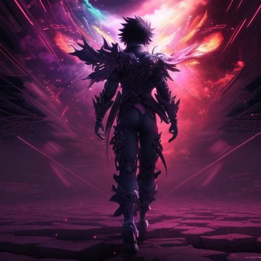 Vibrant Anime Background in Intricate Maximalist Style