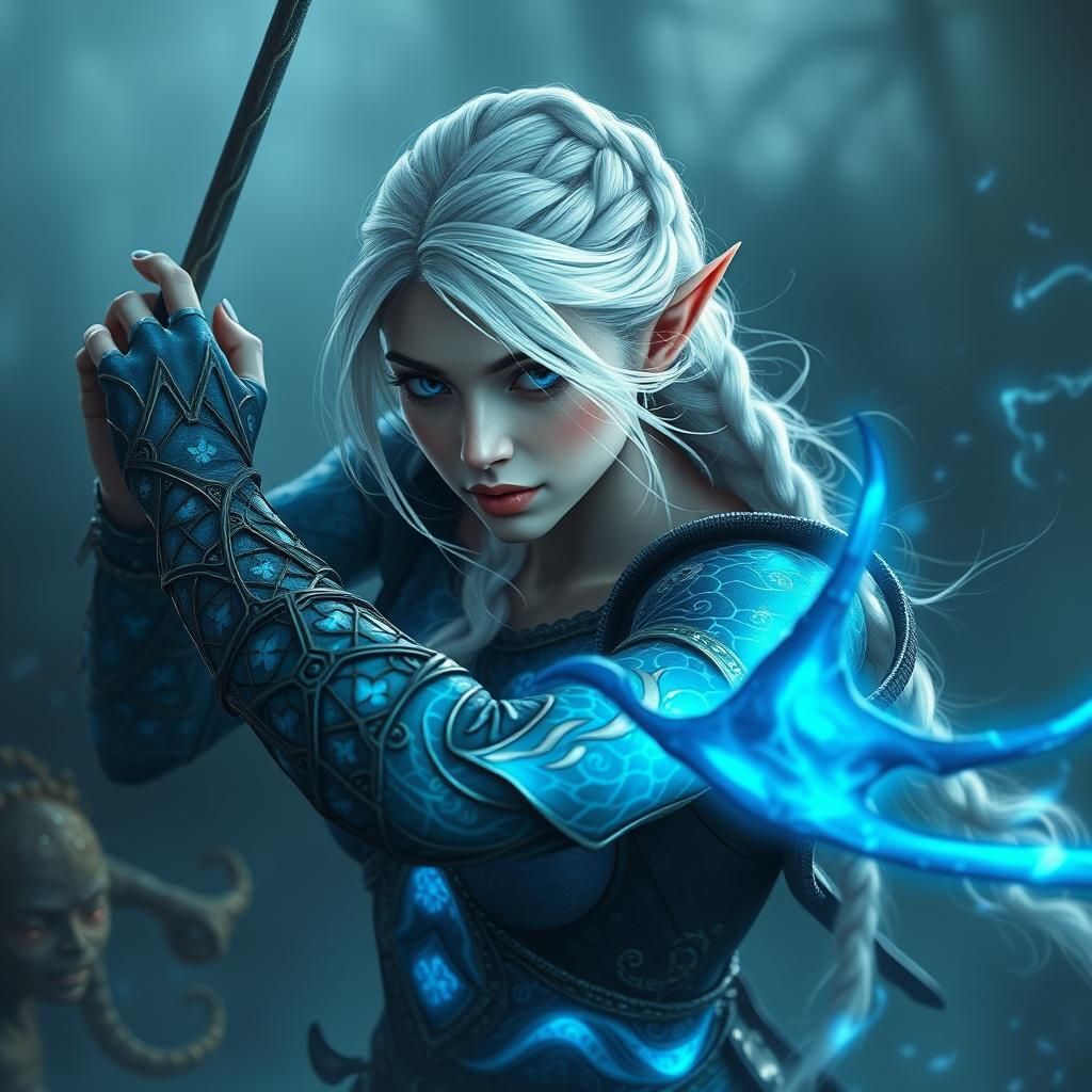 Ethereal Elf Maiden in Azure Armor Unites Against Goblin Thr...