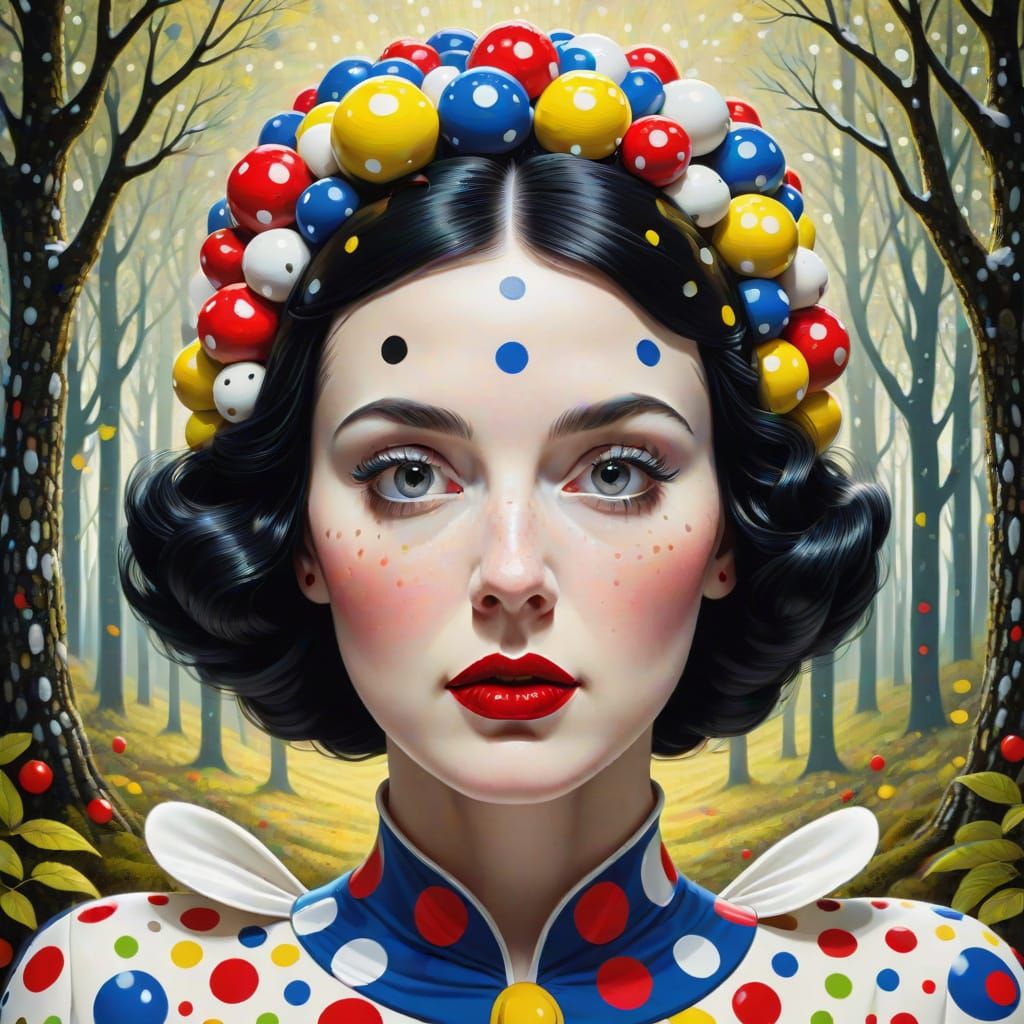 Snow White in Polka Dots Surreal Forest