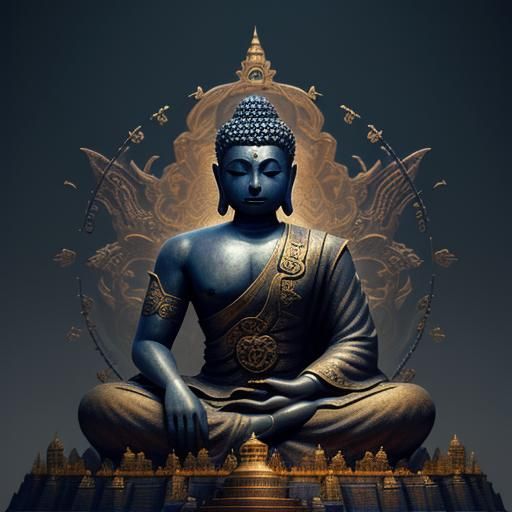 Surreal Buddha in Vibrant Fantasy Realm