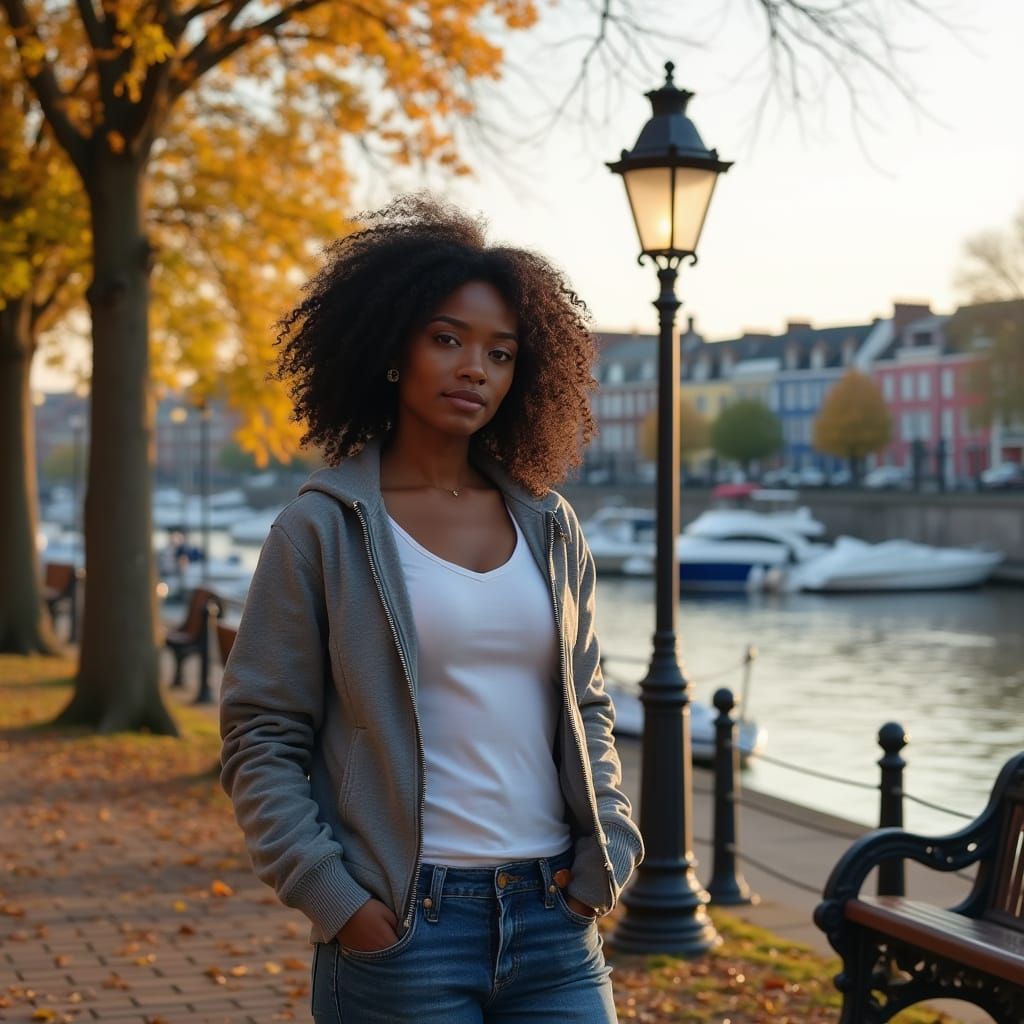 Athletic African American Woman by Marina at Golden Hour