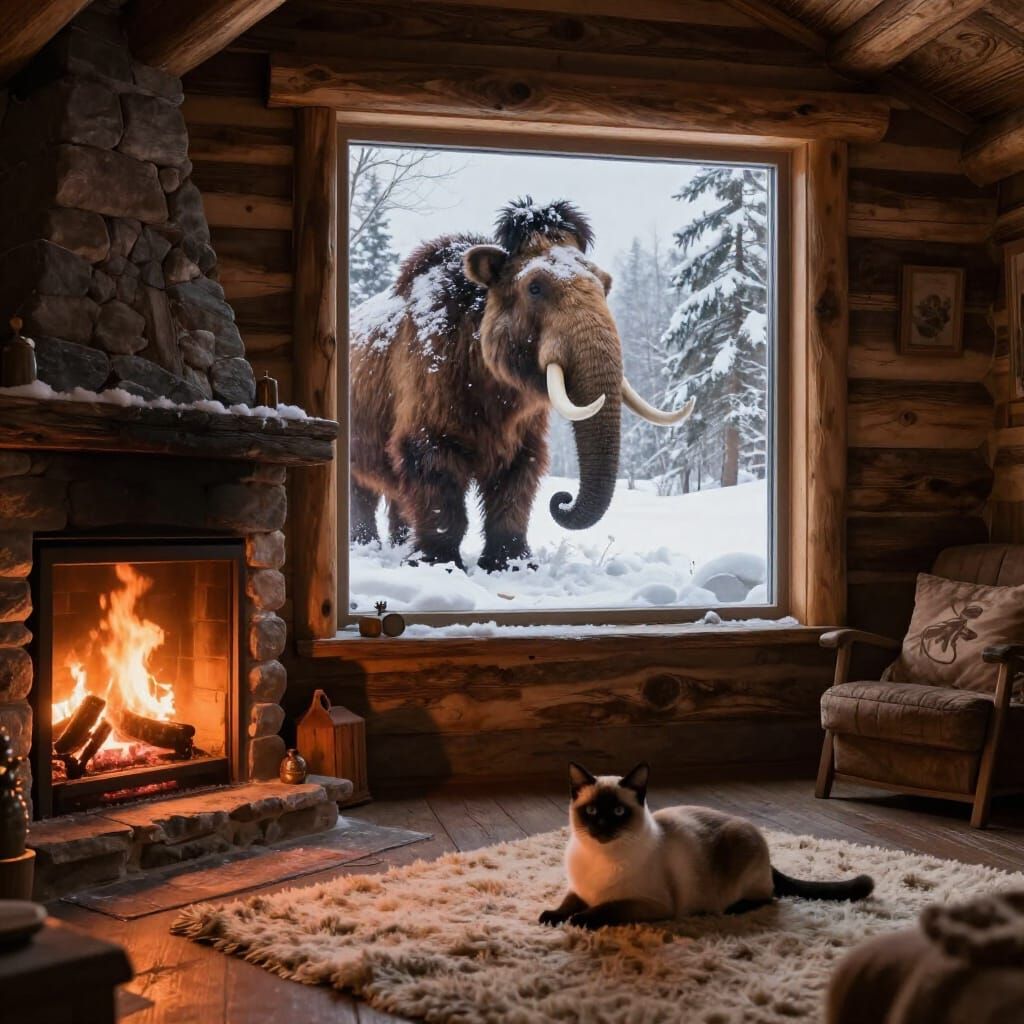 Rustic Cabin Meets Snowy Mammoth Landscape