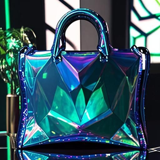 Beautiful Emerald green holographic handbag with cobalt blue...