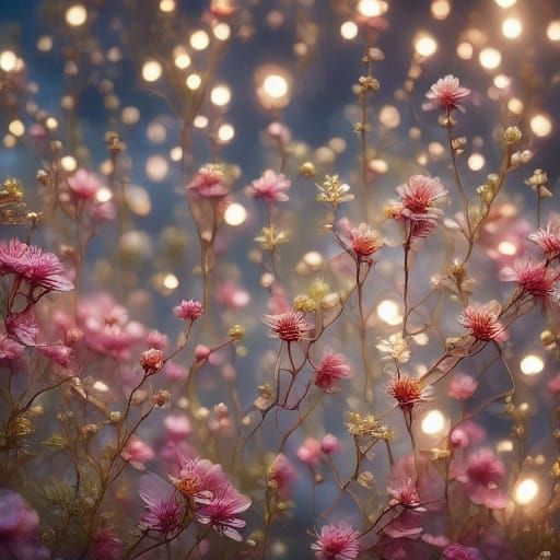 Floral Bouquet with Dew Drops in Hyper-Realistic 3D