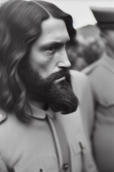 Jesus in a Psychedelic Military Parade Scene