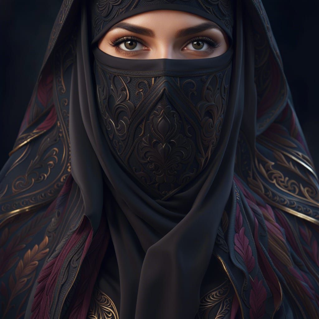 Intricate Portrait of a German Woman in a Niqab, Fantasy Art