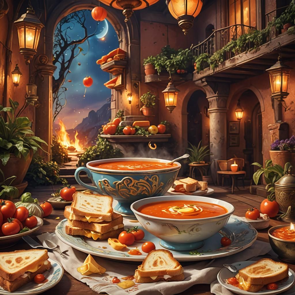 Vibrant Fantasy Feast in Whimsical Style