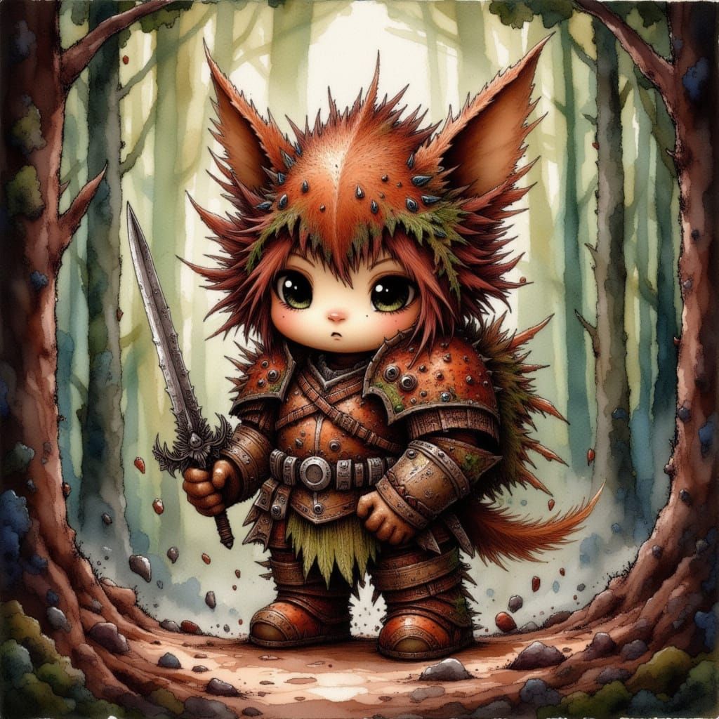 Forest Defender in Watercolor Style