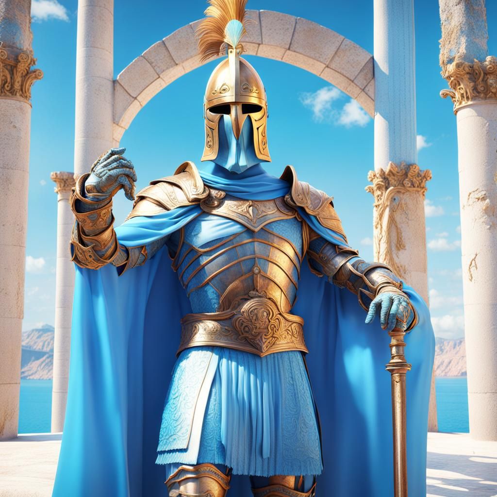 Jean Paul Gaultier as a Greek God in Glass Skin with Knight...