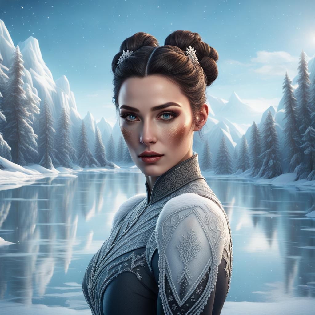 Elegant Ice Skater in Winter Wonderland