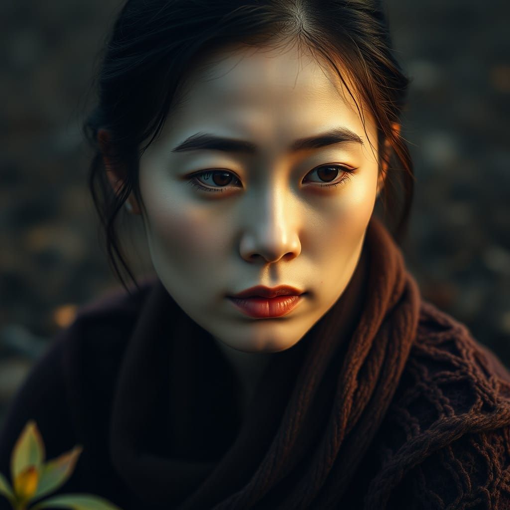 A Mixed Heritage Woman Embodies Quiet Strength in Nature's E...