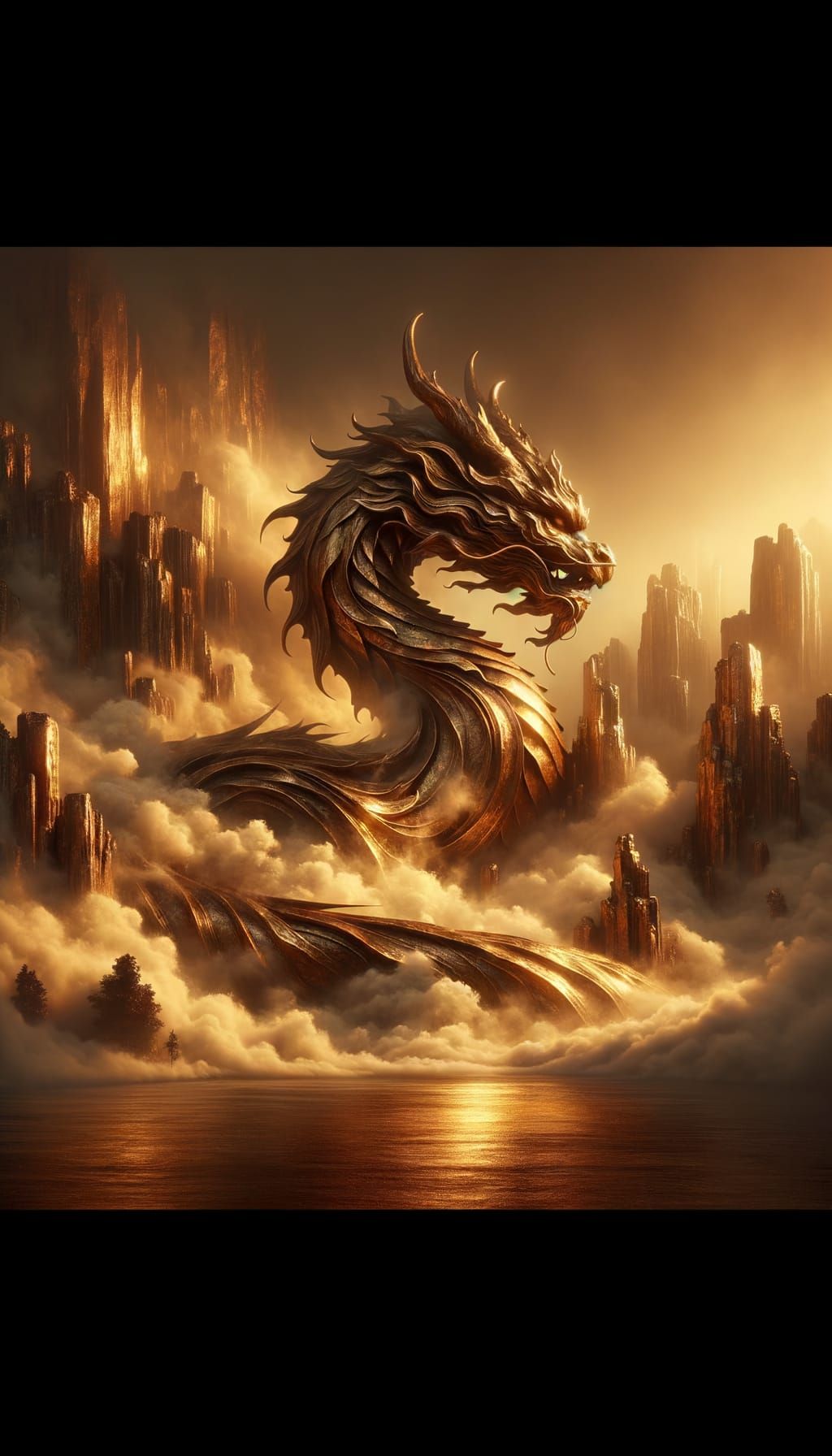 Majestic Bronze Dragon Ascends from Copper Hues