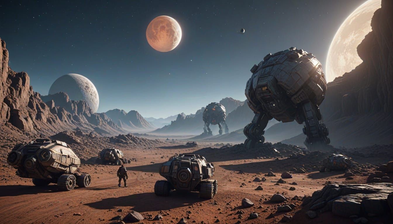 Epic Space Battle: Star Transport Vessel Descends onto Alien...