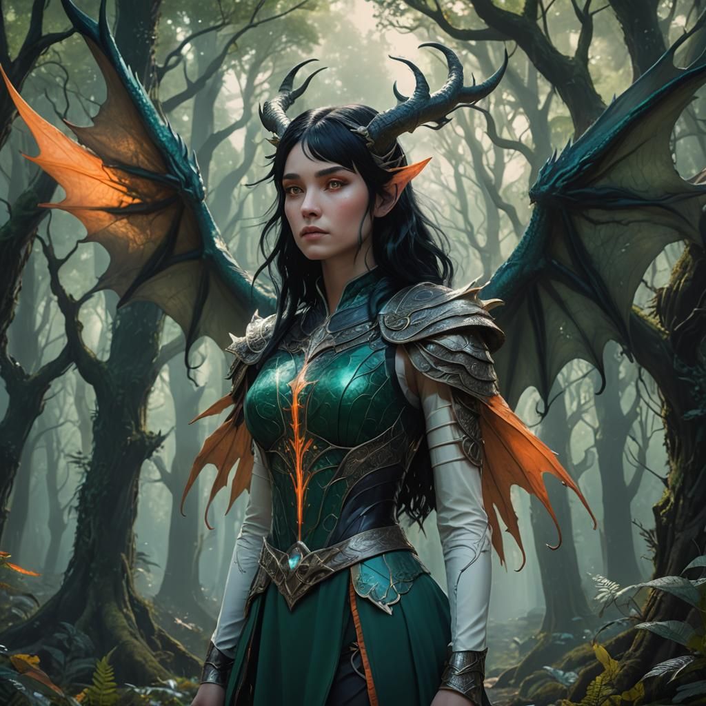 Ethereal Dragon Queen in Mystic Forest