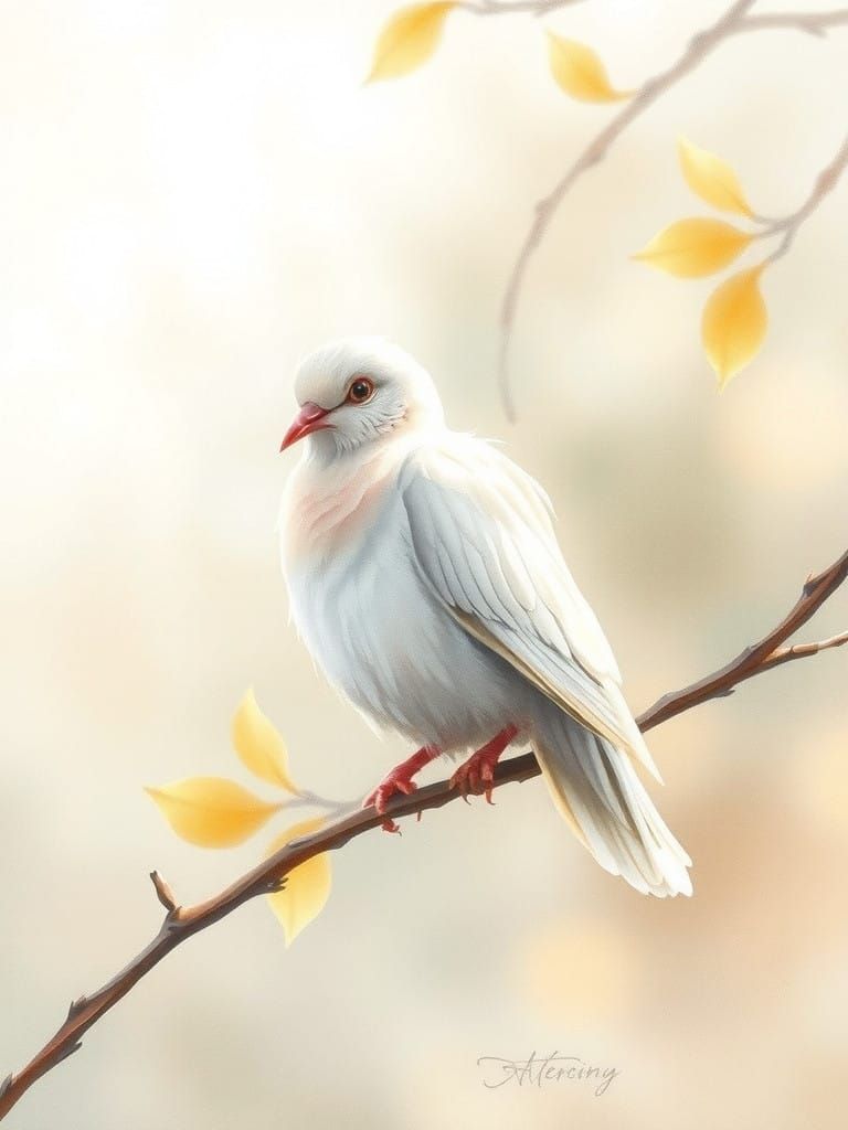 Ethereal Watercolor Dove Amidst Whimsical Hues