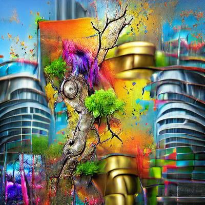 Surreal Neon Cityscape in a Digital Art Aesthetic