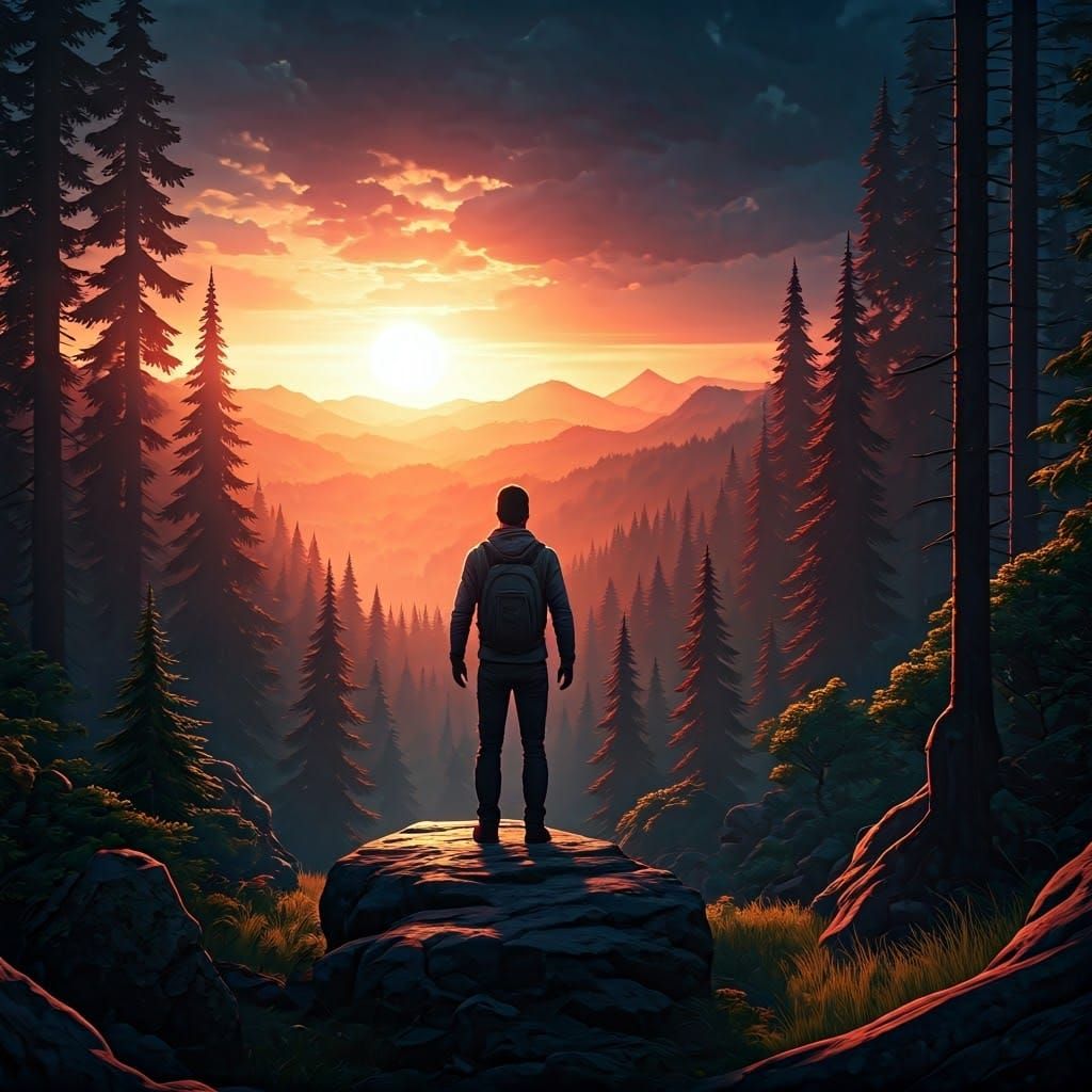 Breathtaking Sunrise Amidst a Vibrant Forest Landscape in St...