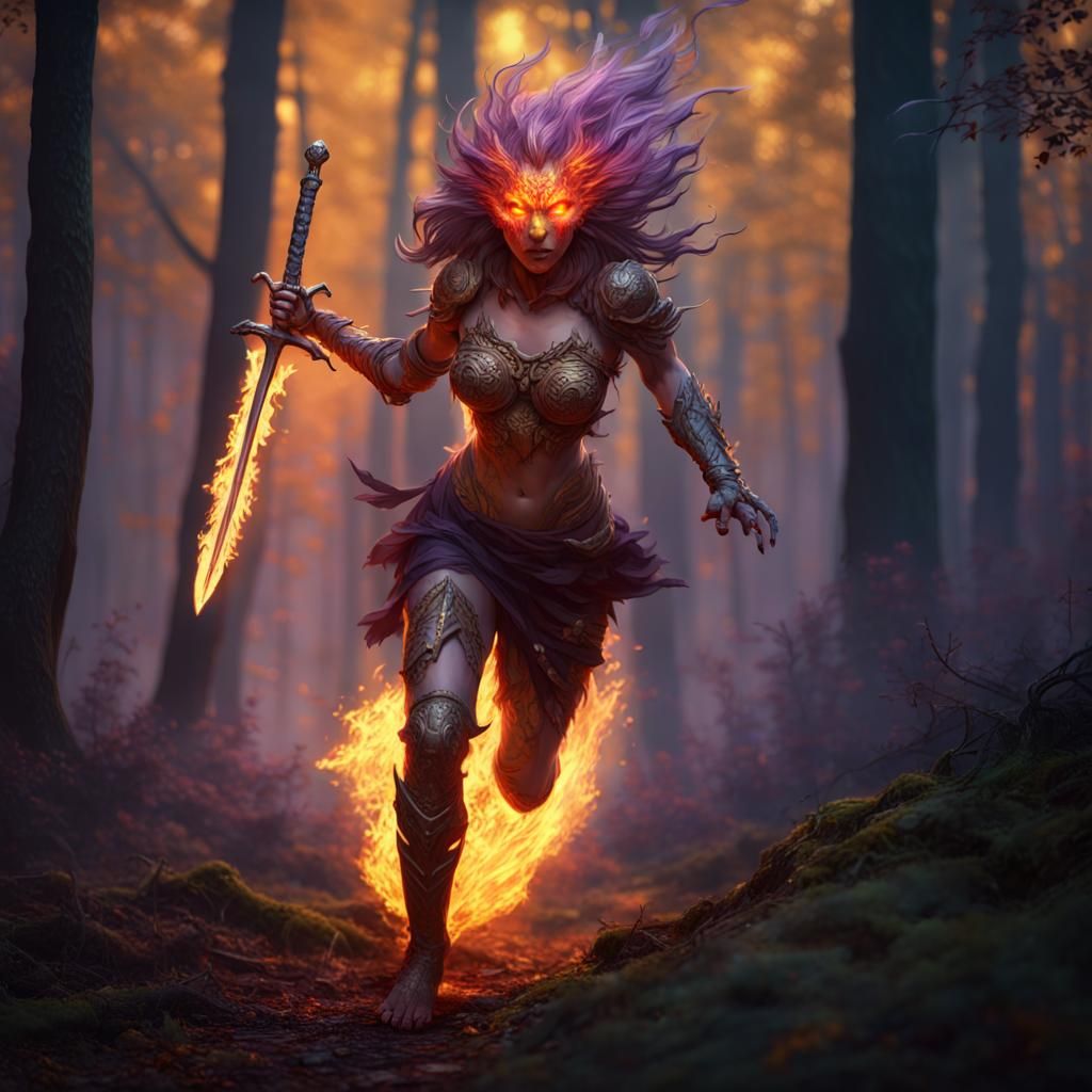 Dark Fantasy Female Barbarian in Splendid Jungle Setting