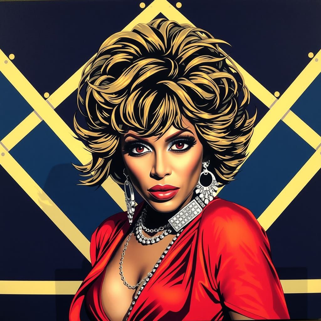 Glamorous Stage Diva in Bold Art Deco Style