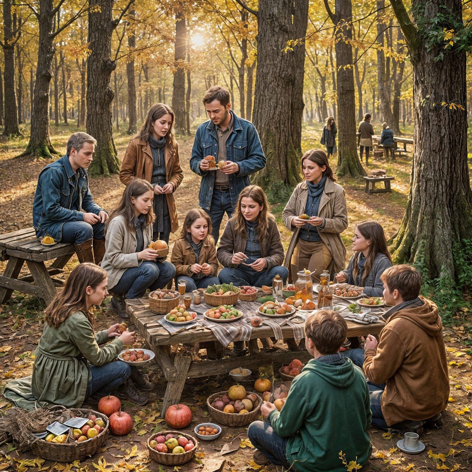 Cozy Harvest Scene Under Vibrant Golden Light