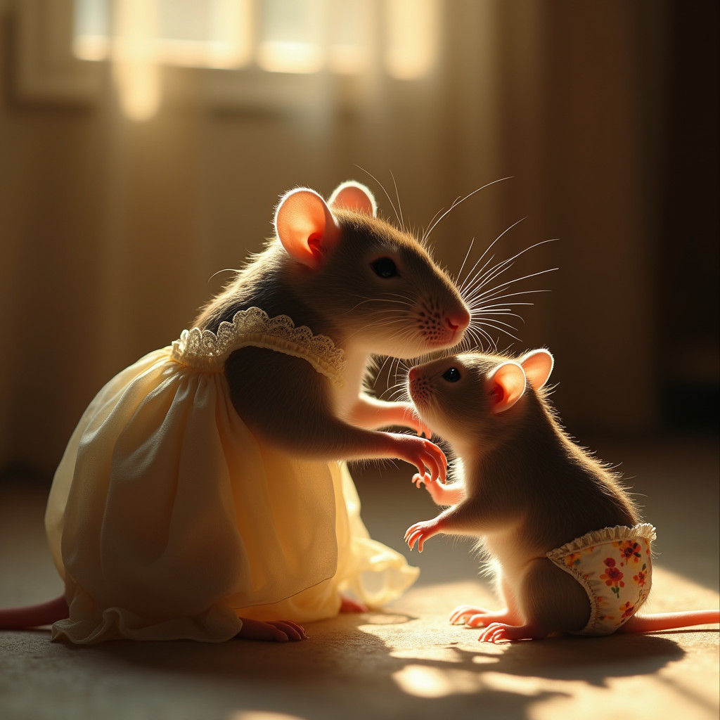 Motherly Tenderness in Golden Light