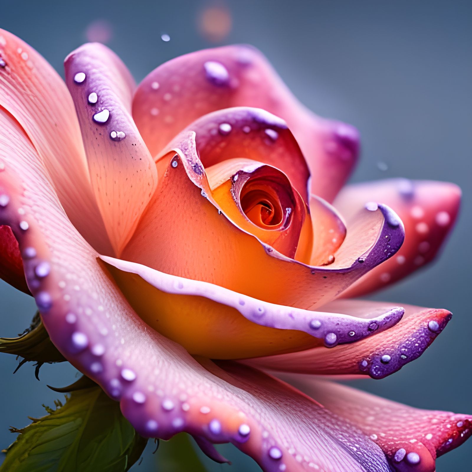 A Multicolored Rose Thrives in the Rain