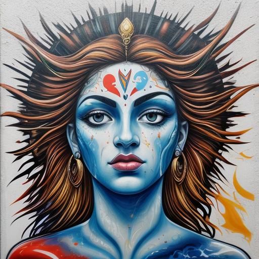 Inanna Goddess of Beauty in Vibrant Street Art