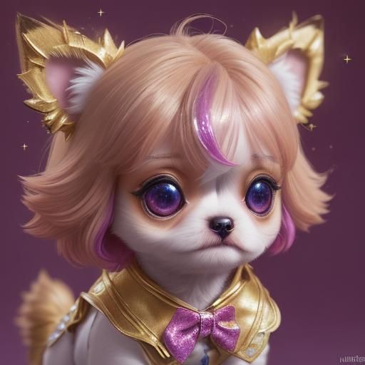 (Lora : Sparkle) Adorable chibi pup dressed  as a frenchma