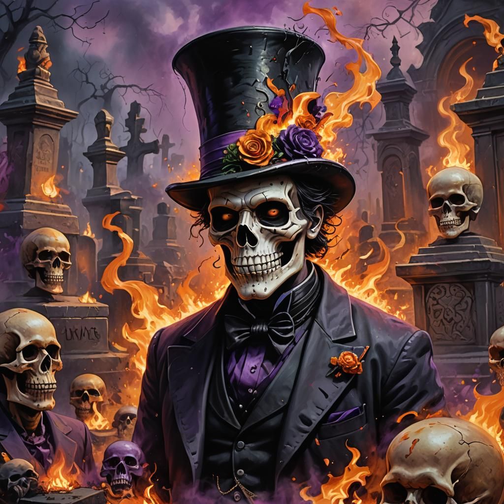 Surreal Voodoo Master Conjured in Splash Oil Painting Style