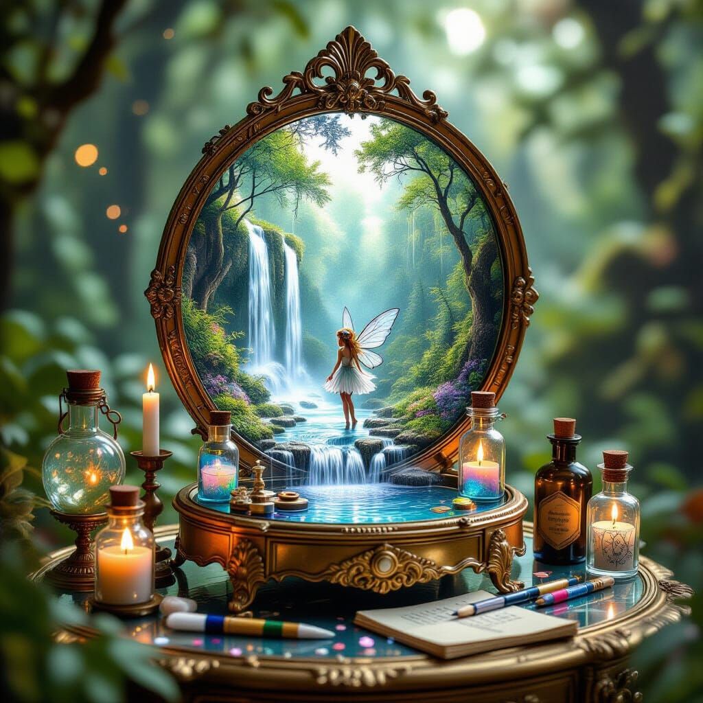 Steampunk Fairy Workshop with Iridescent Waterfall