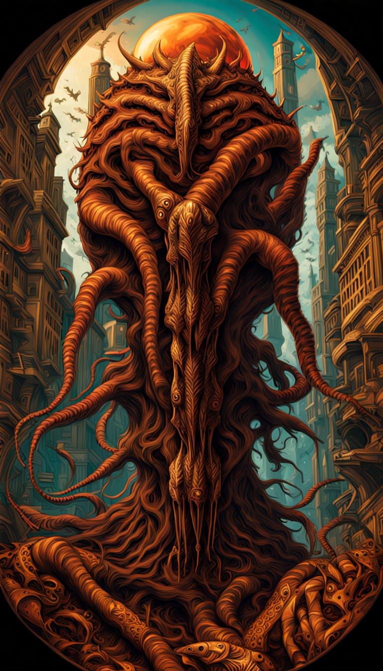 Ancient Ruins in Hyperrealist Art Deco Style