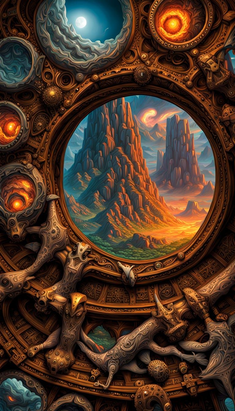 Ancient Ruins in Hyperrealistic Art Deco Style