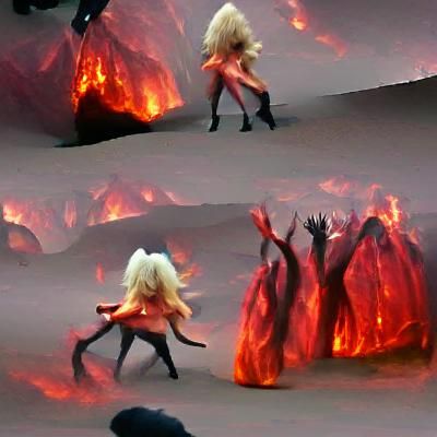 Surreal Lady Gaga Performing in a Fiery Inferno