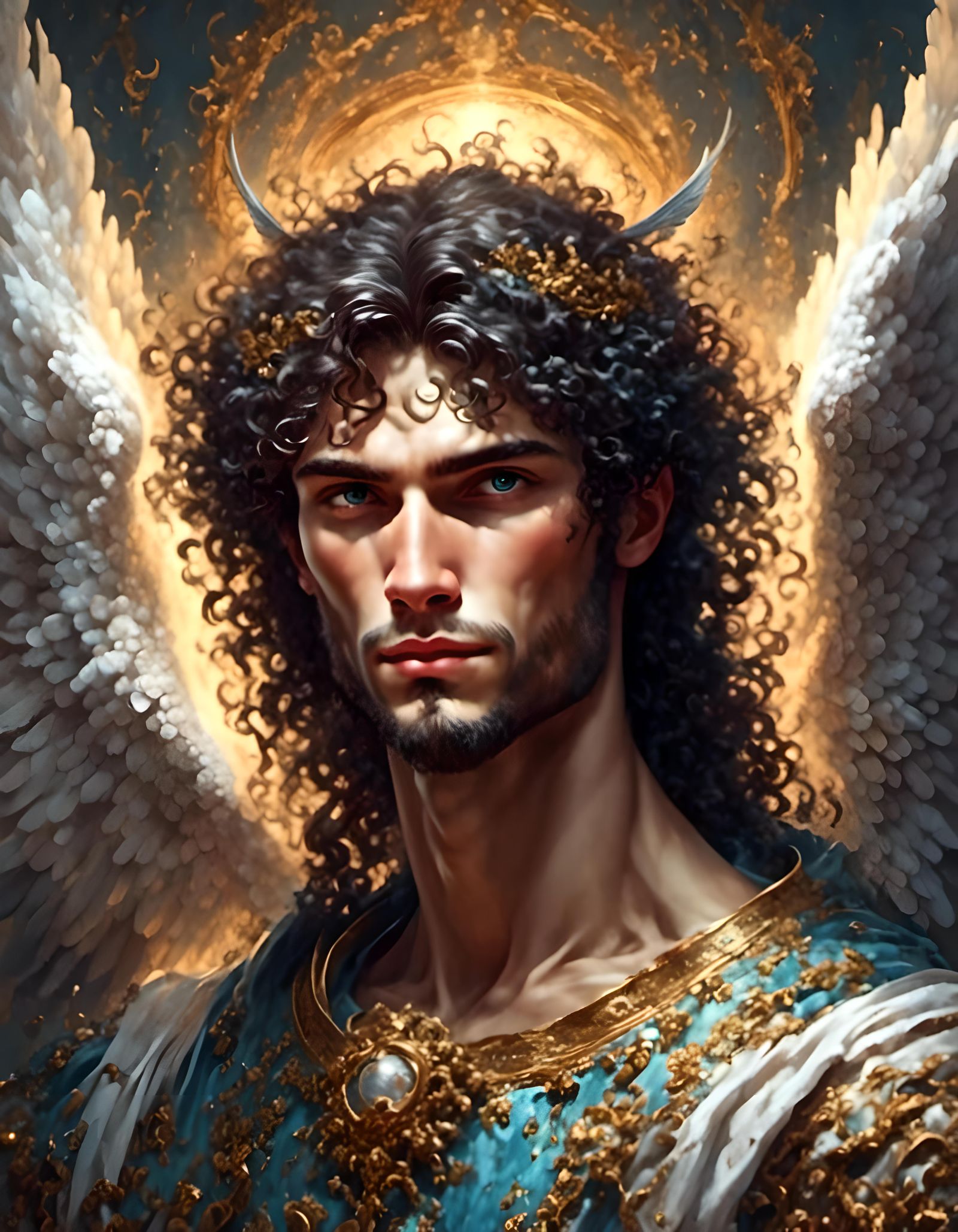 Piercing Male Angel Portrait with Smile