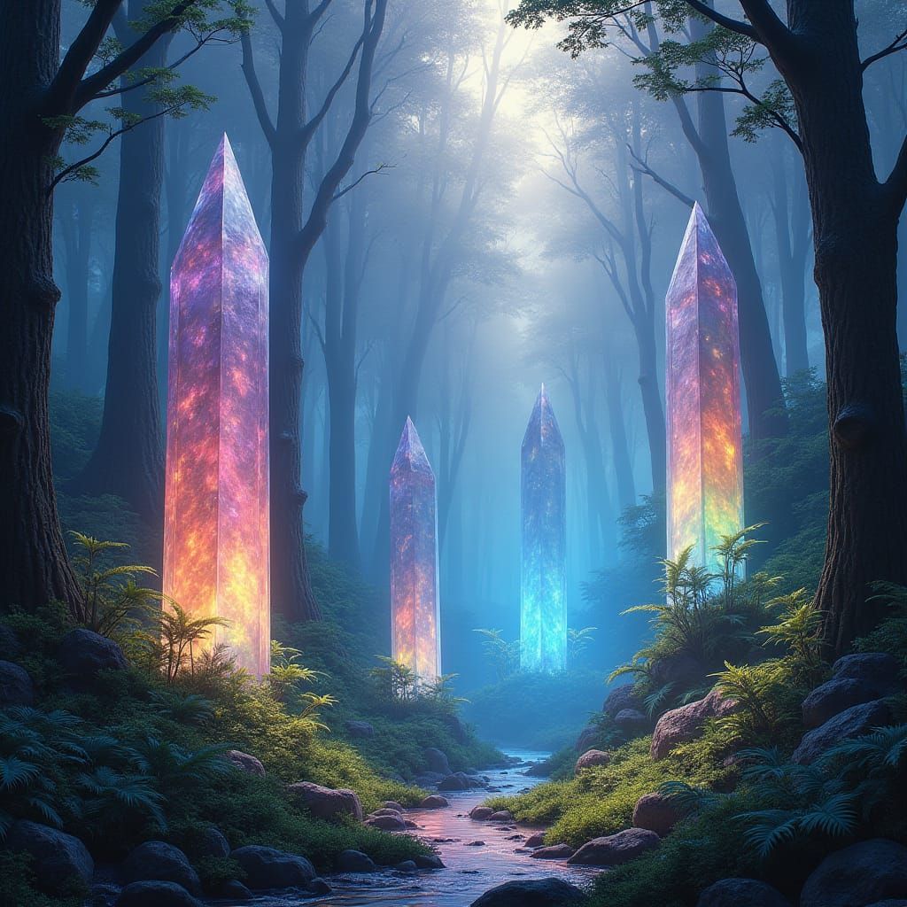Enchanted Crystal Realm Shines with Radiant Rainbow Hues