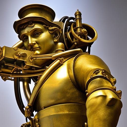 Steampunk Statue of David with Mechanical Engine