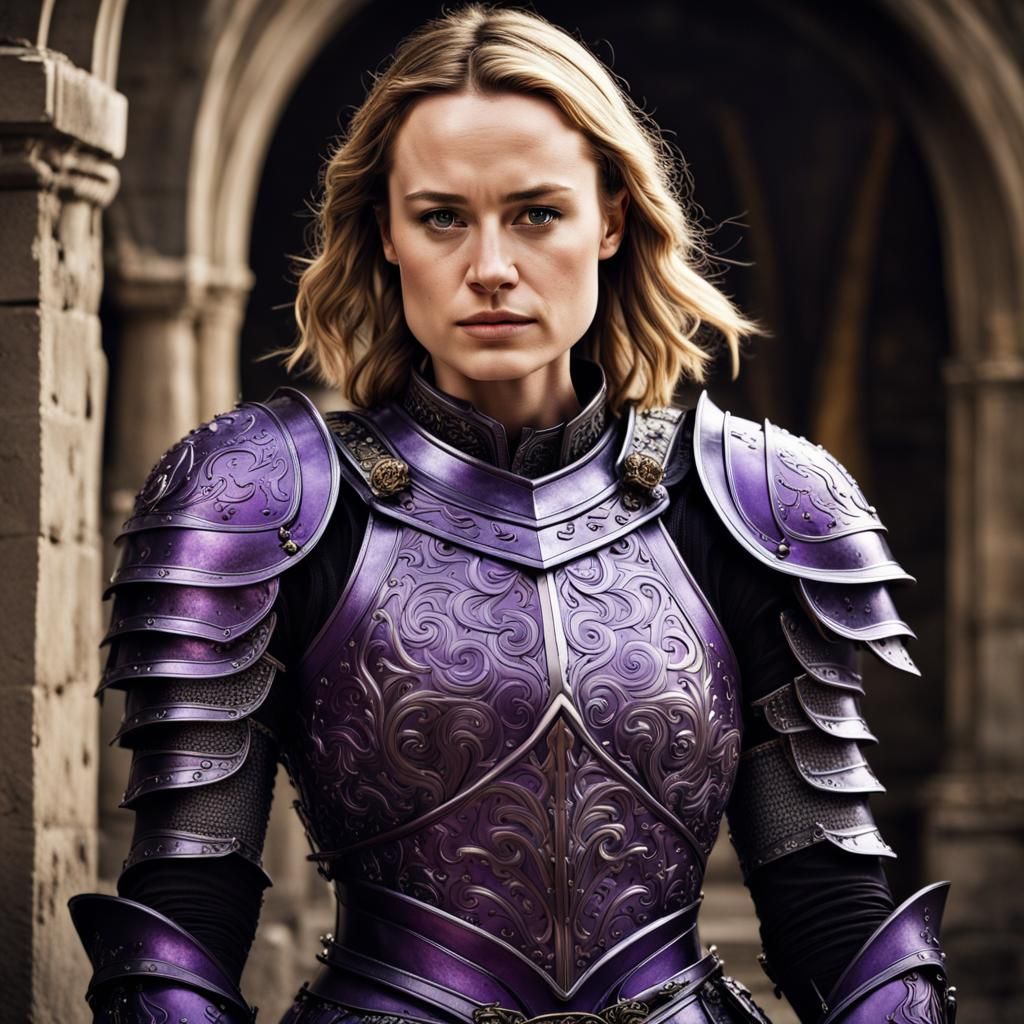 Brie Larson as a Dazzling Medieval Knight in Neon Armor
