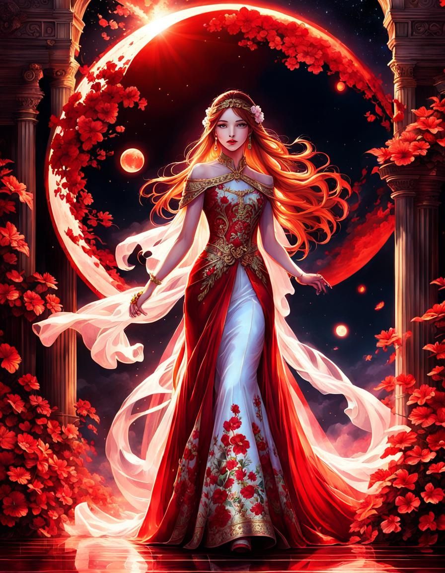 Giant Red Moon Unveils Enchanted Realm Beyond Threshold