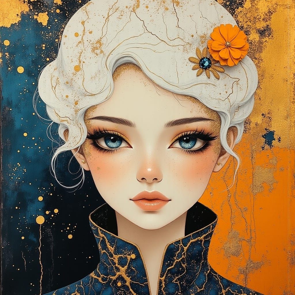 Ethereal Woman in Art Nouveau-Inspired Portrait