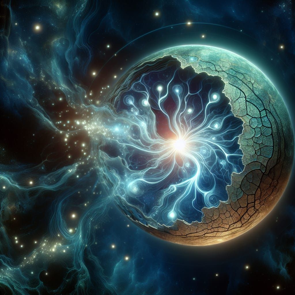 Ethereal Celestial Body in Art Nouveau Style