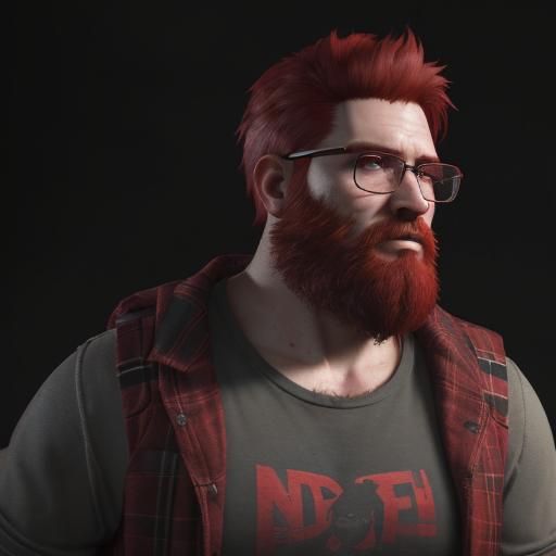 Bearded Man Struggles with Hunger in a Dark, Detailed 3D Sce...