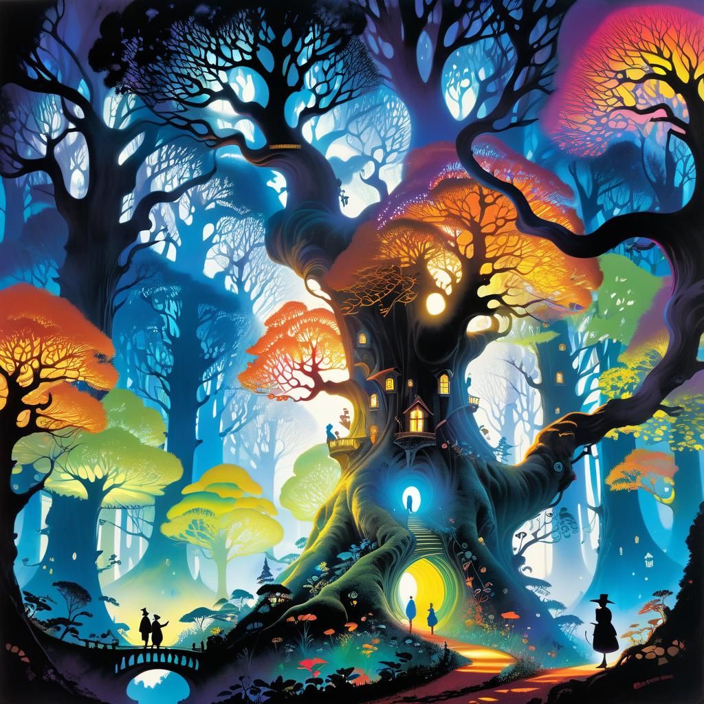 Surreal Silhouette of the Enchanted Ever Grove Tree