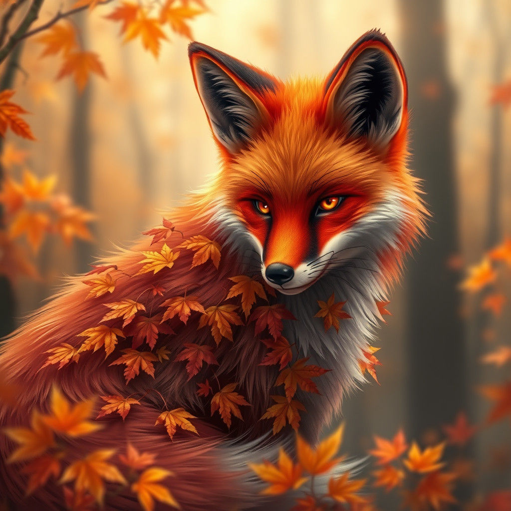 Majestic Autumn Fox in Vibrant Anime Style