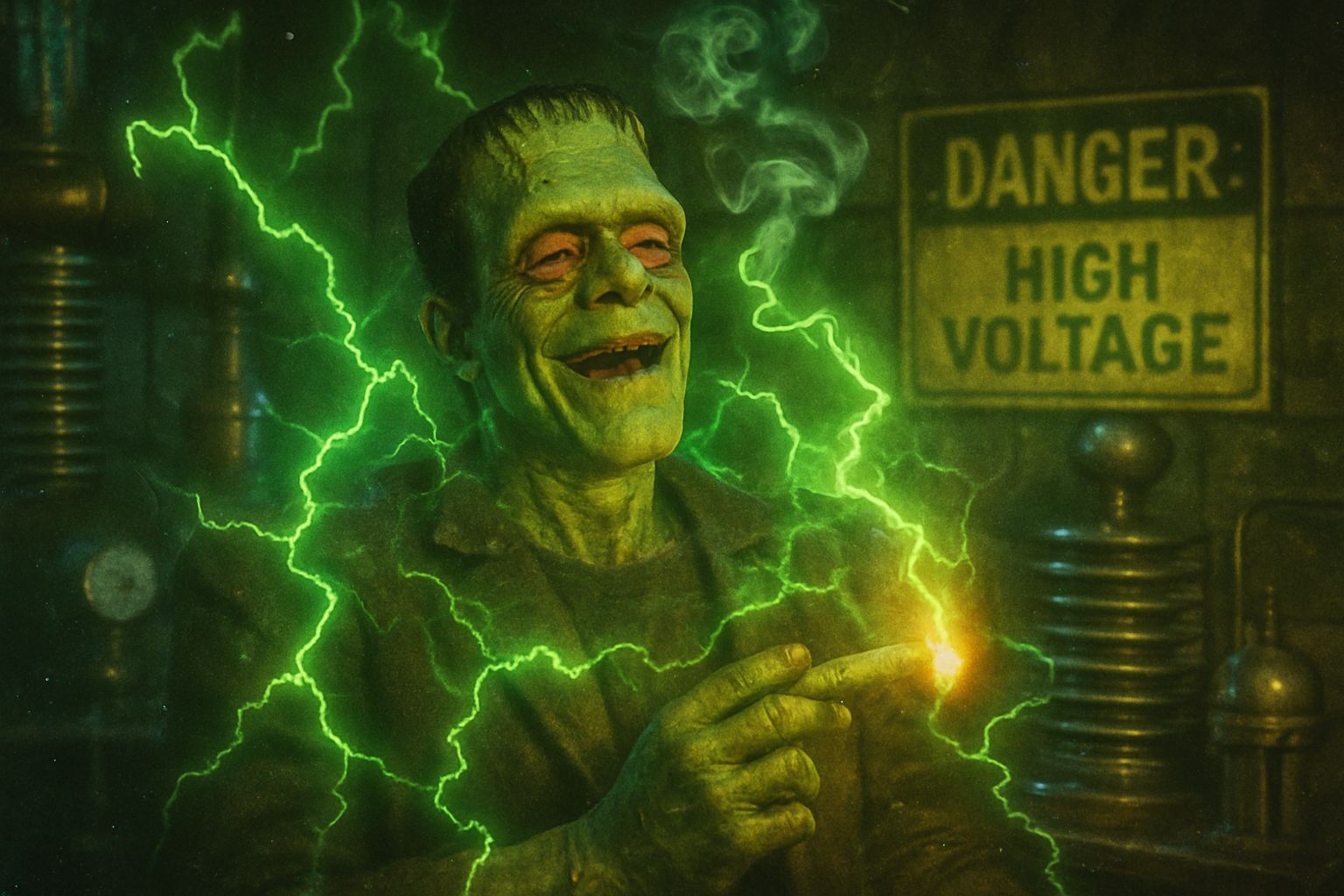 Frankenstein's Monster Smokes Blunt in Gothic Lab