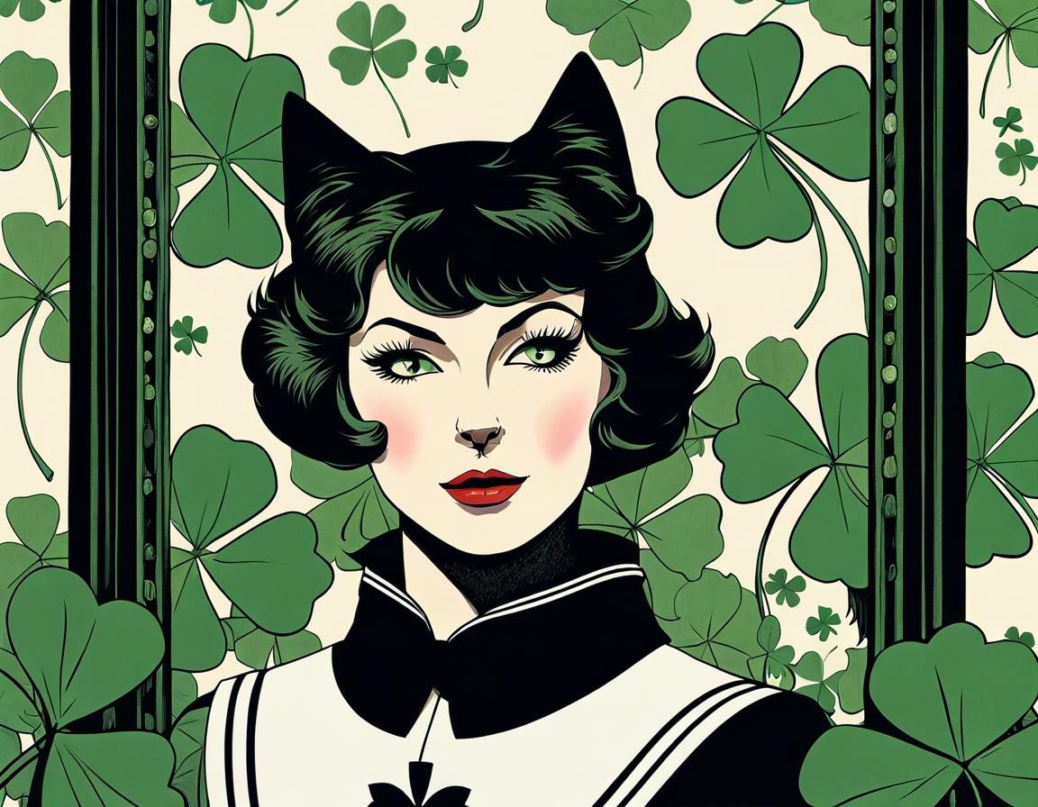 Ink Punk Woman With Lucky Black Cat