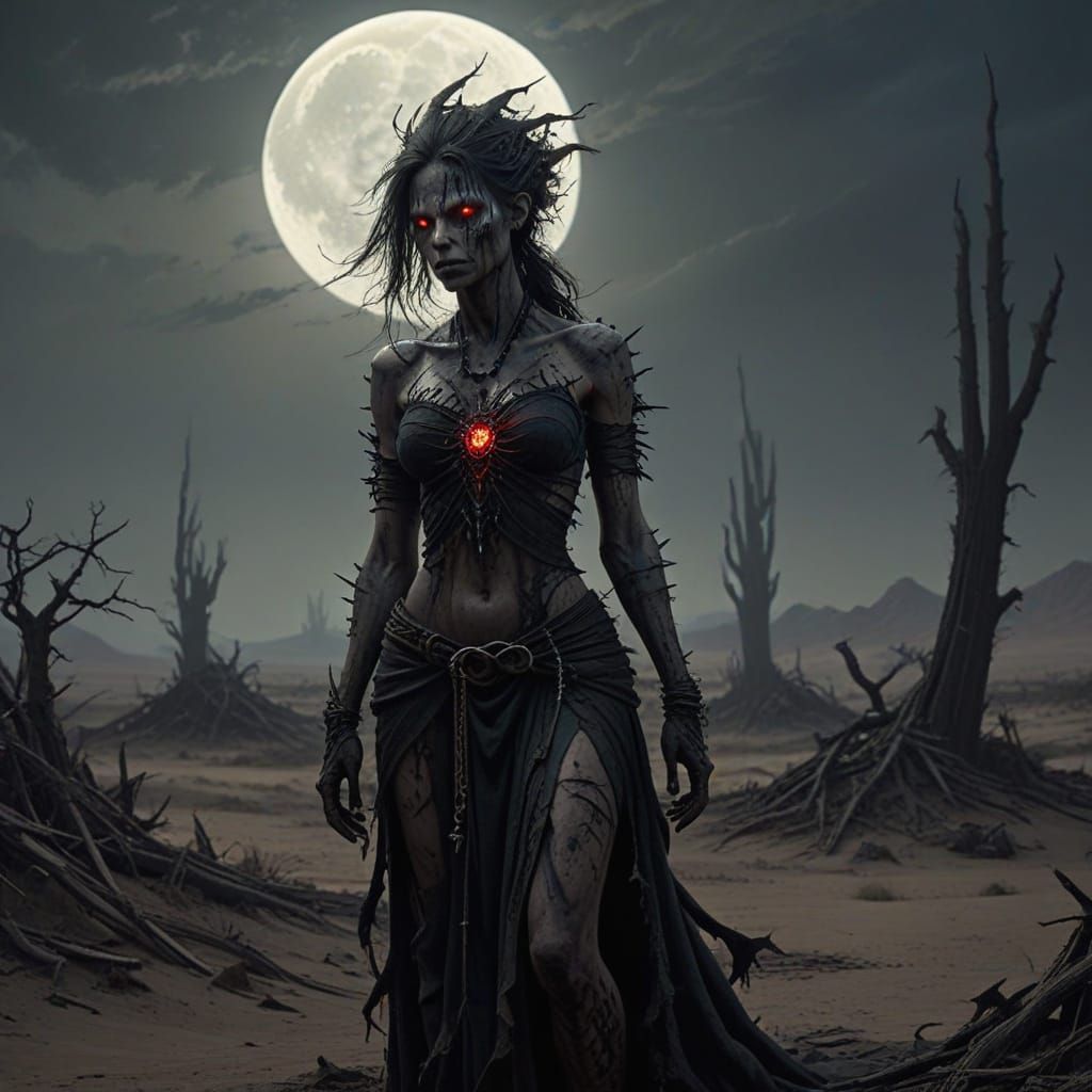 Chupacabra Woman in Gothic Horror Style