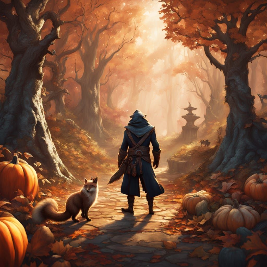 Woodland Creatures Halloween Gathering Storybook Illustratio...