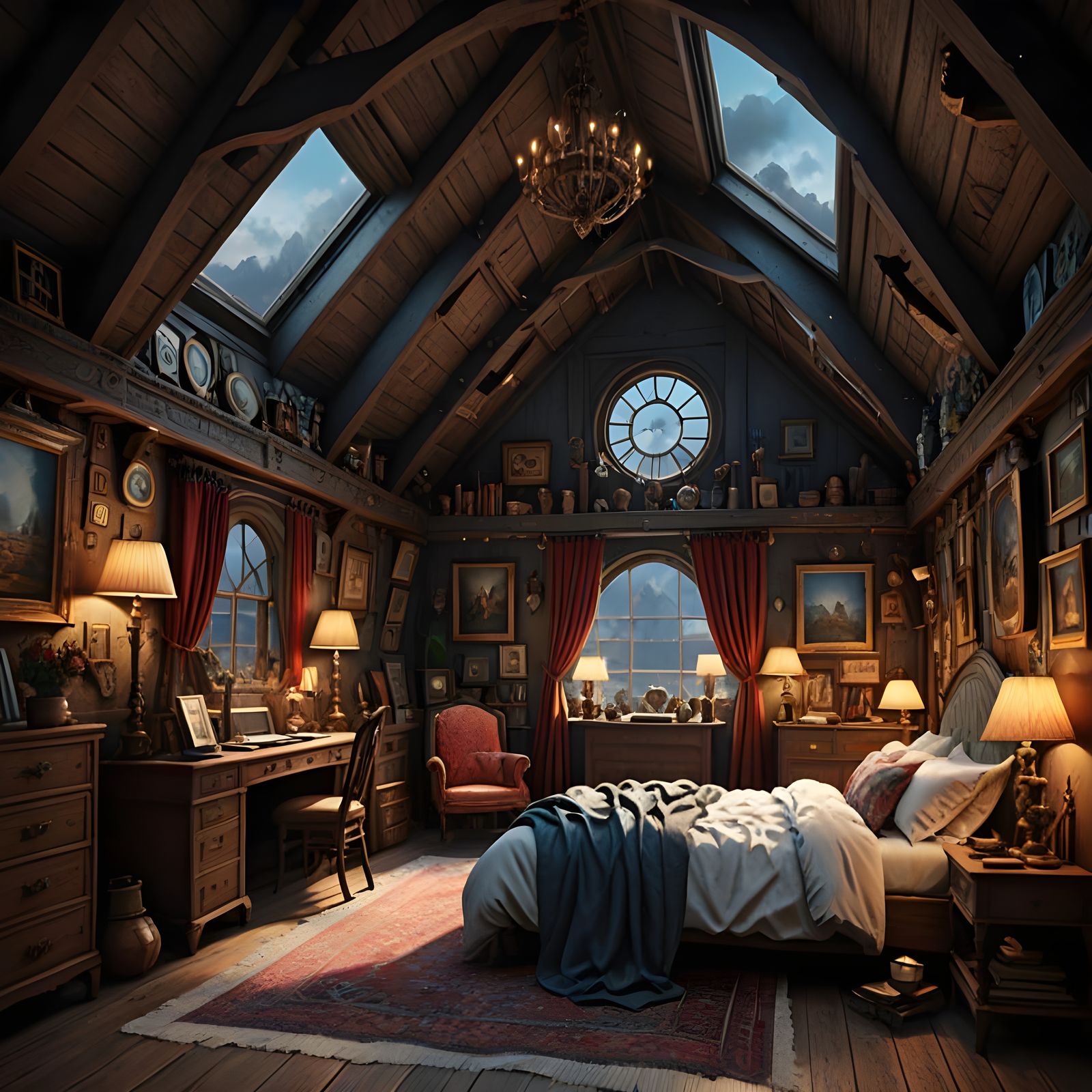 Epic Fantasy Attic Sanctuary in Dramatic Digital Matte Paint...